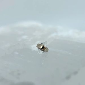 PUPIL HALL Pair (2) 14k white gold & white topaz Crystalized Mini Threadless End